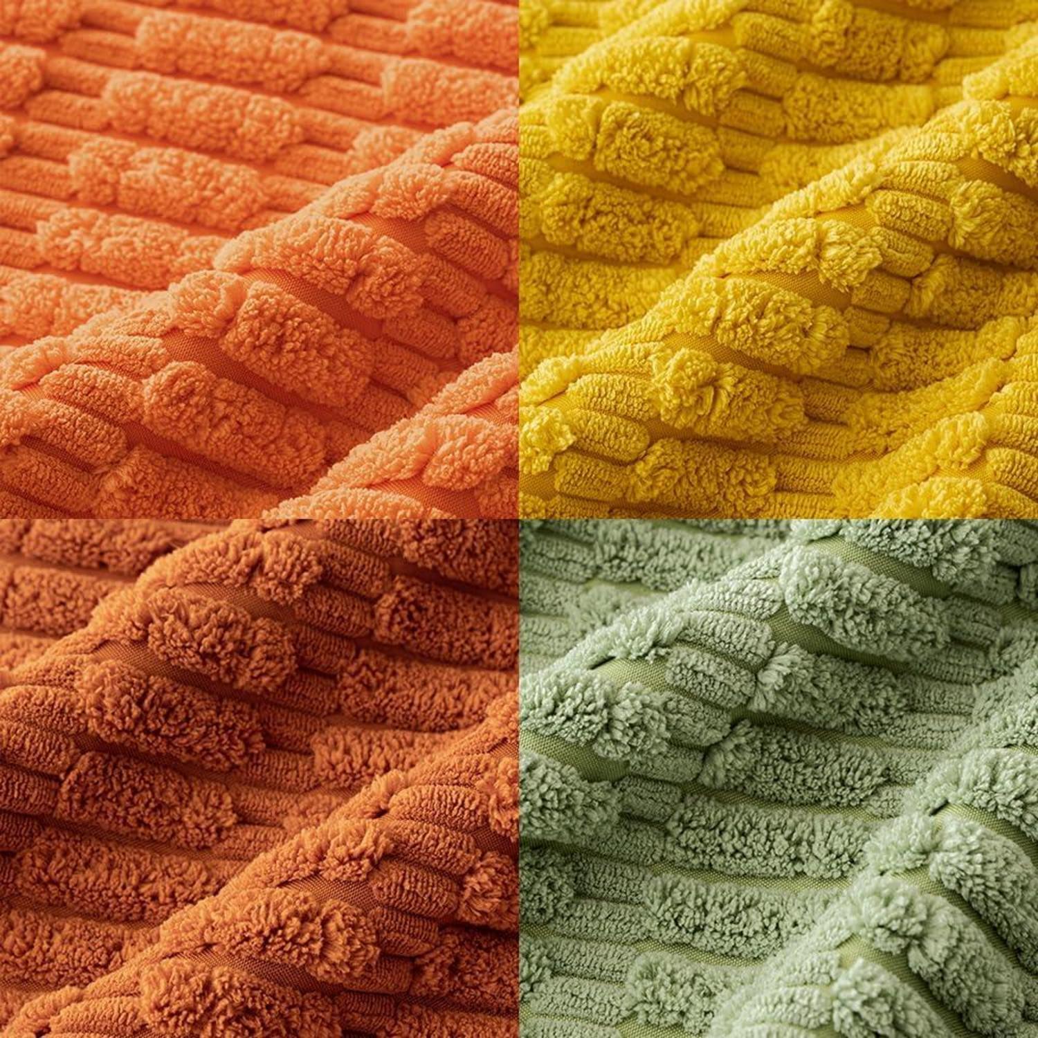 4er Set 40x40 cm Kordsamt Kissenbezüge Orange Grüne Serie