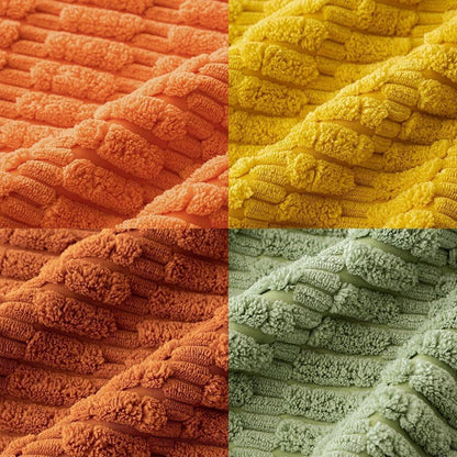 4er Set 40x40 cm Kordsamt Kissenbezüge Orange Grüne Serie