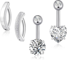 Bauchnabelpiercing Set 316L Chirurgenstahl 14G Zirkonia Herz Piercing