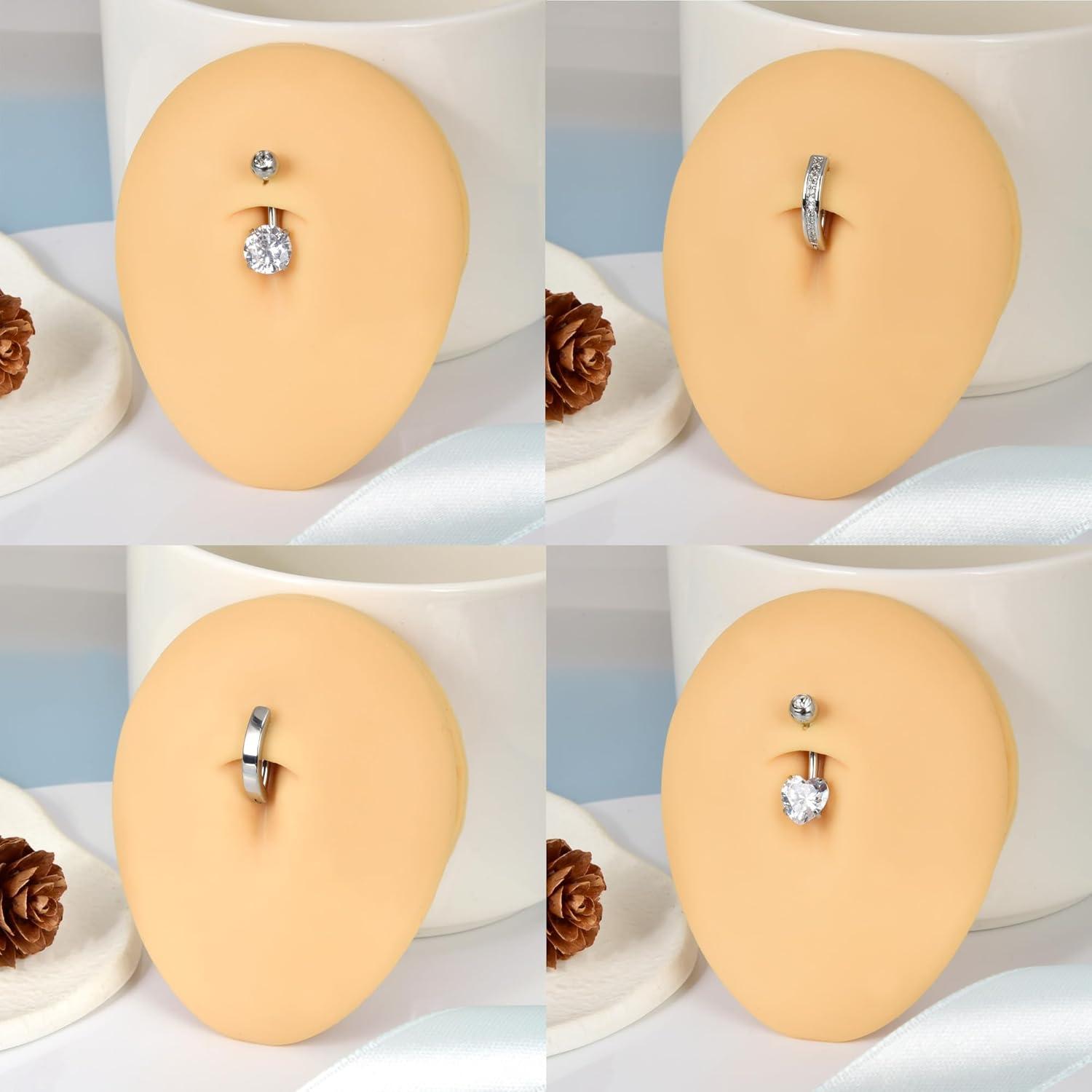 Bauchnabelpiercing Set 316L Chirurgenstahl 14G Zirkonia Herz Piercing
