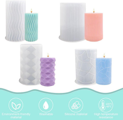 4er Set Silikon Kerzenformen Gießformen DIY Handwerk Home Dekor
