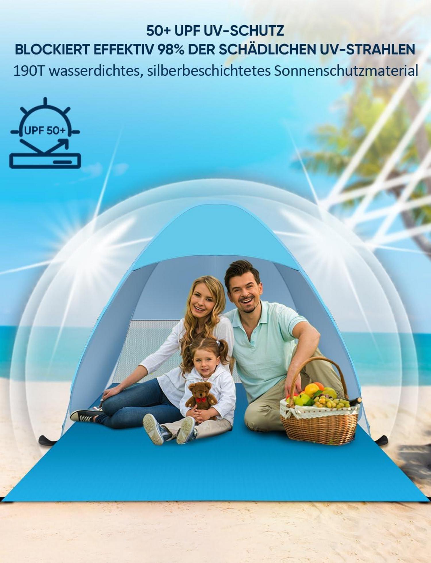 Pop-up Strandmuschel mit UV-Schutz 50 für 2-3 Personen