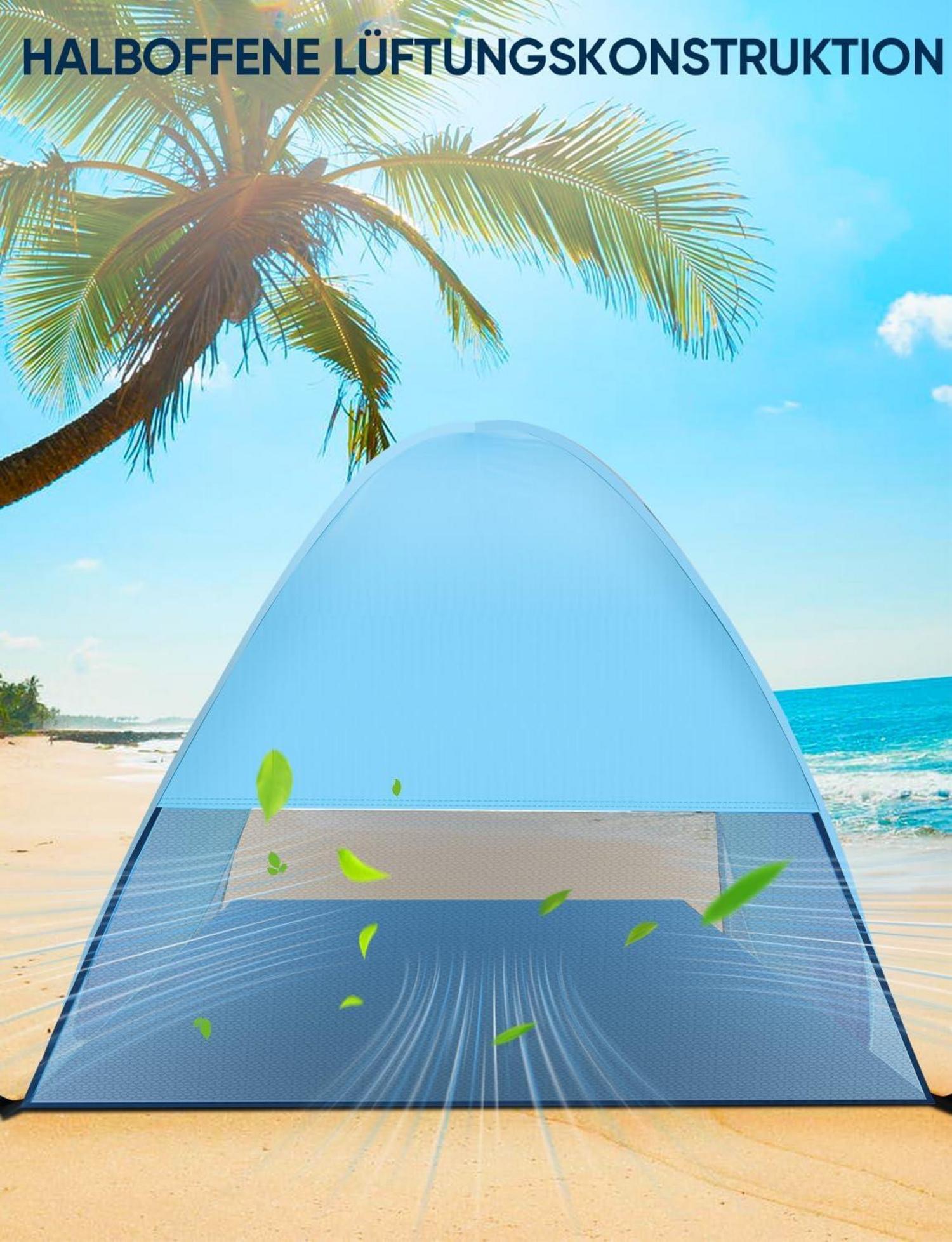 Pop up Strandmuschel UV-Schutz 50 Tragbares Strandzelt für 2-3 Personen