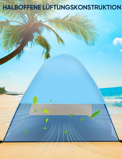 Pop up Strandmuschel UV-Schutz 50 Tragbares Strandzelt für 2-3 Personen