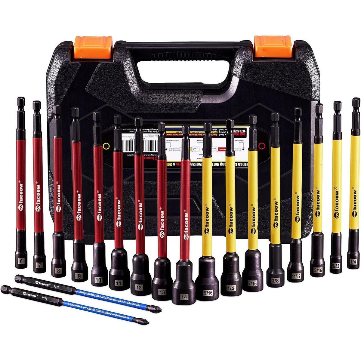 Magnetischer Steckschlüssel-Satz 19-teilig für Schlagbohrmaschine, extra lang