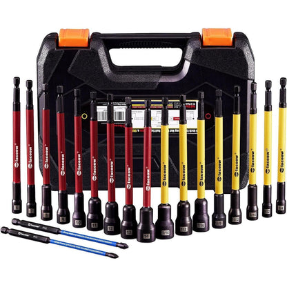 Magnetischer Steckschlüssel-Satz 19-teilig für Schlagbohrmaschine, extra lang