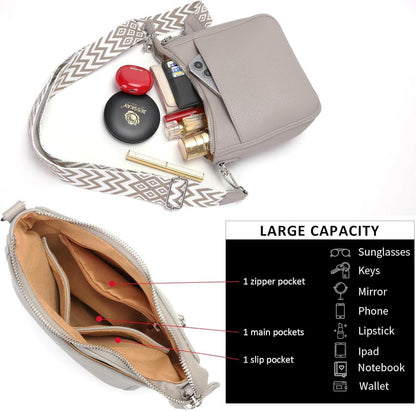Kleine Vegane Leder Umhängetasche Damen Crossbody Grau