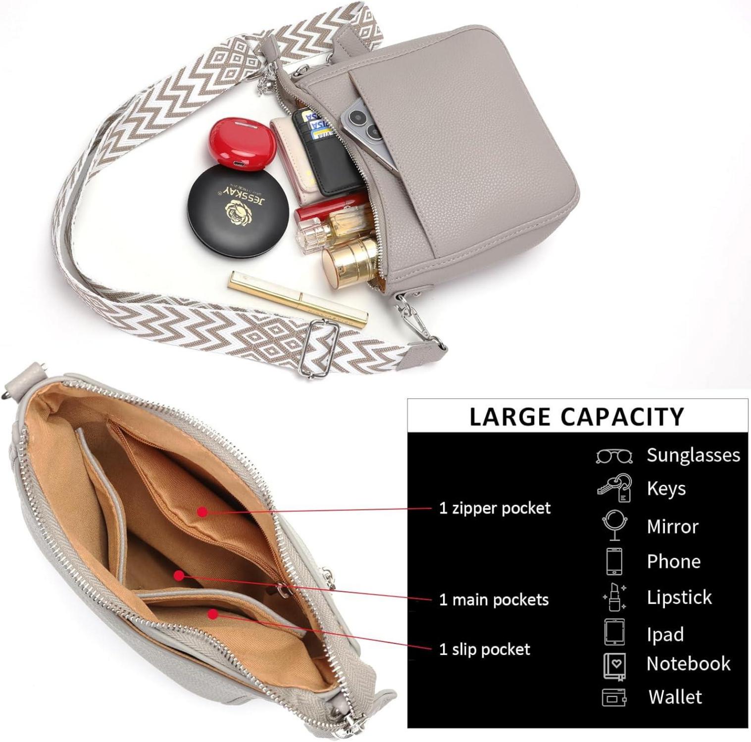 Kleine Vegane Leder Umhängetasche Damen Crossbody Grau