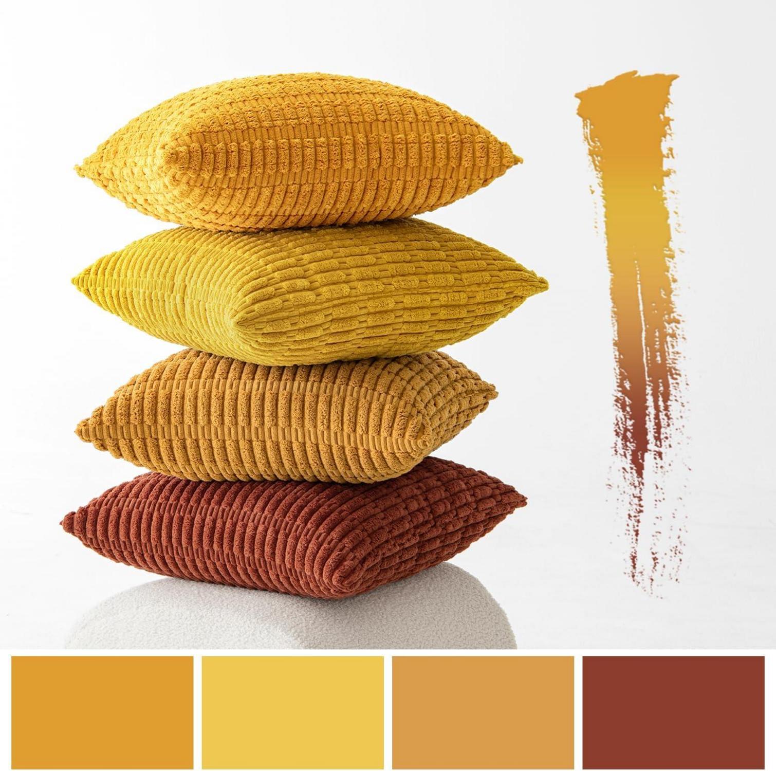 MIULEE 4er Set 40x40 Kordsamt Kissenbezüge Boho Dekor Orange