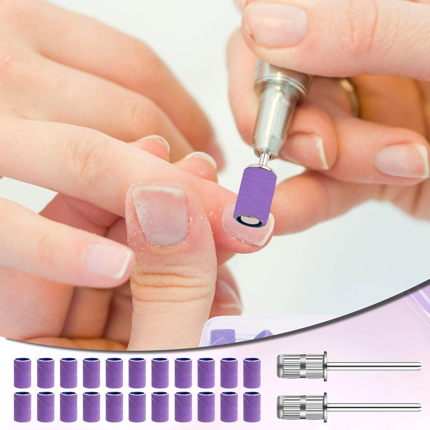 100 Stück 3mm Schleifbänder & 2 kleine Dorn-Bit-Set für Nagelbohrer, 180# Design
