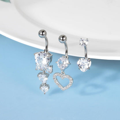 Candyfancy Bauchnabelpiercing Set 14G Herz Zirkonia 10mm Edelstahl Piercing Schmuck