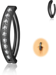 14G Titan Bauchnabelpiercing Clicker Schwarz Zirkonia Belly Piercing