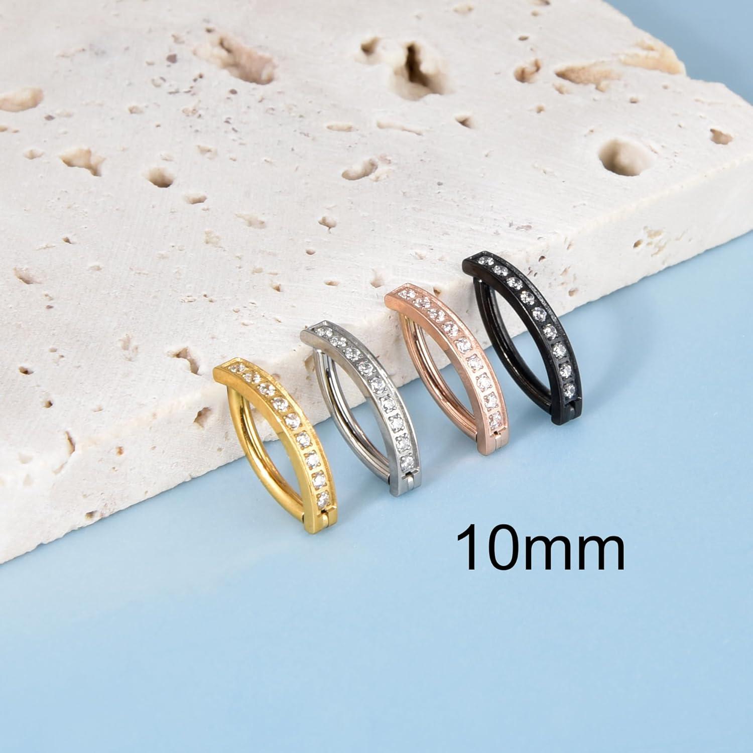 Titan Bauchnabelpiercing Clicker Schwarz Zirkonia 14G 10mm/12mm