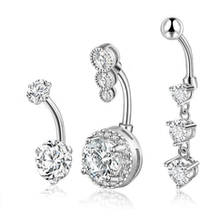 Bauchnabelpiercing Barbell Set Zirkonia 14 Gauge 10mm Hängend