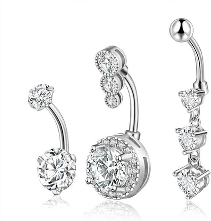 Bauchnabelpiercing Barbell Set Zirkonia 14 Gauge 10mm Hängend