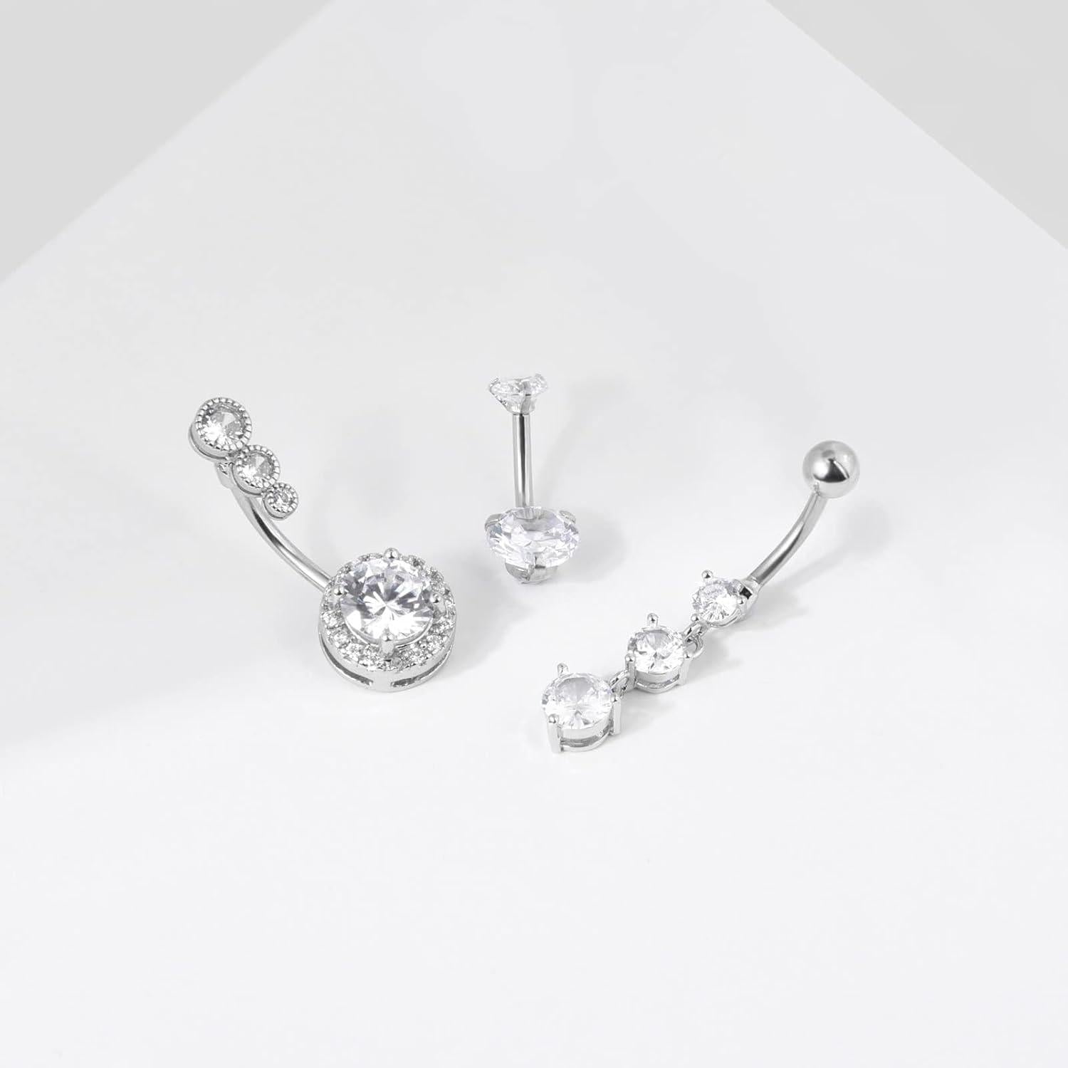 Bauchnabelpiercing Set 14G Chirurgenstahl Zirkonia Herz Piercing 10mm