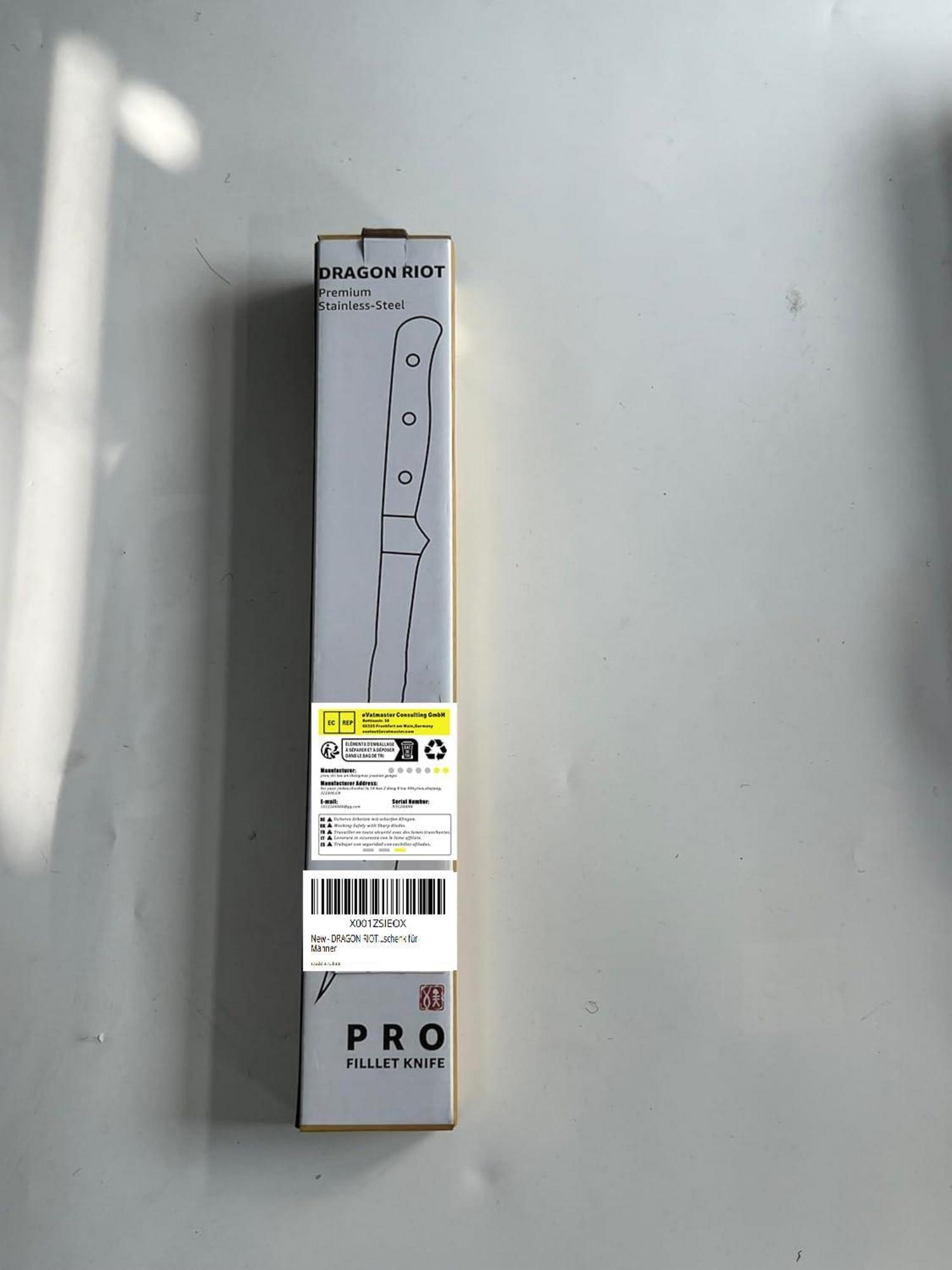DRAGON Filetiermesser Fisch 15.3 CM Edelstahl Anti-Rutsch-Griff Scheide