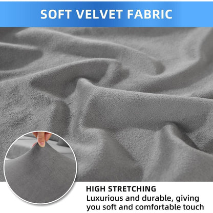 Samt Stuhlhussen 4er Set – Stretch & Waschbar, Hellgrau