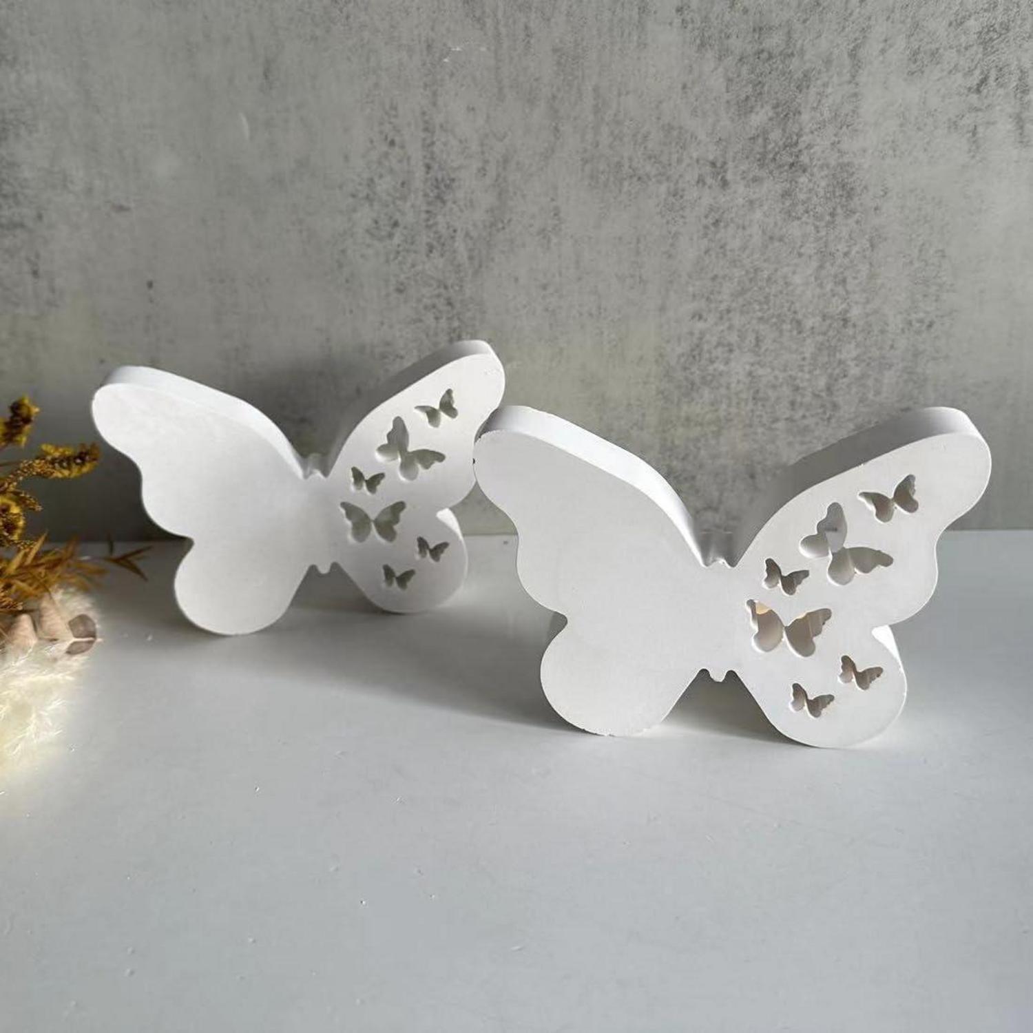 2er Set Schmetterling Silikonformen Gießform Gipsform 13x10cm