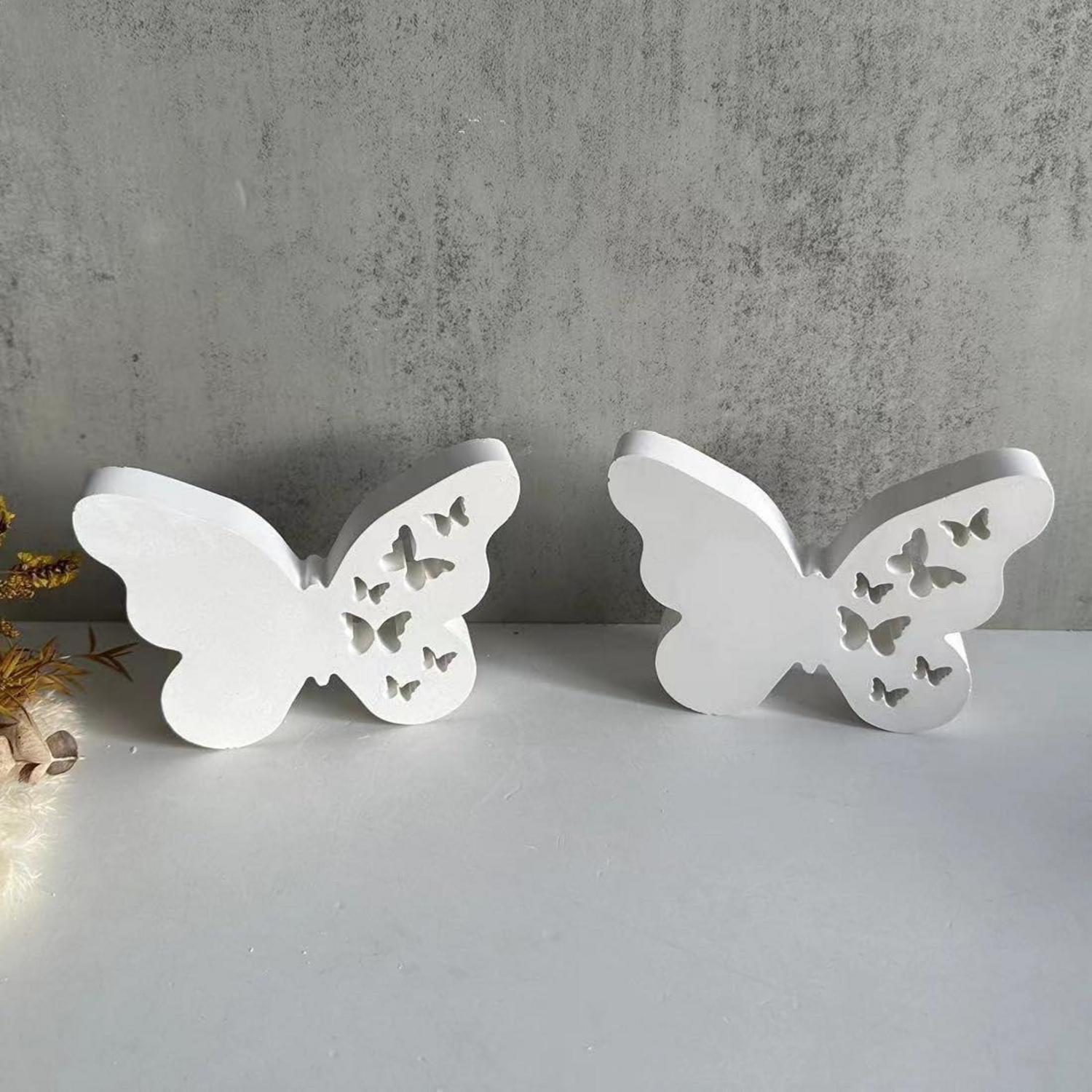 2er Set Schmetterling Silikonformen Gießform Gipsform 13x10cm