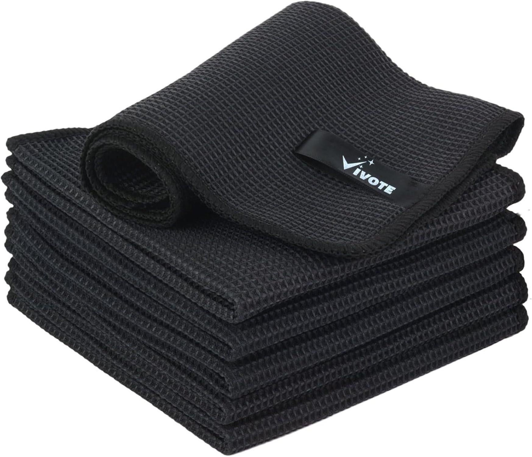 Mikrofasertuch Schwarz 6er Set 30x30cm Waffeltuch Fusselfrei
