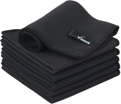 Mikrofasertuch Schwarz 6er Set 30x30cm Waffeltuch Fusselfrei