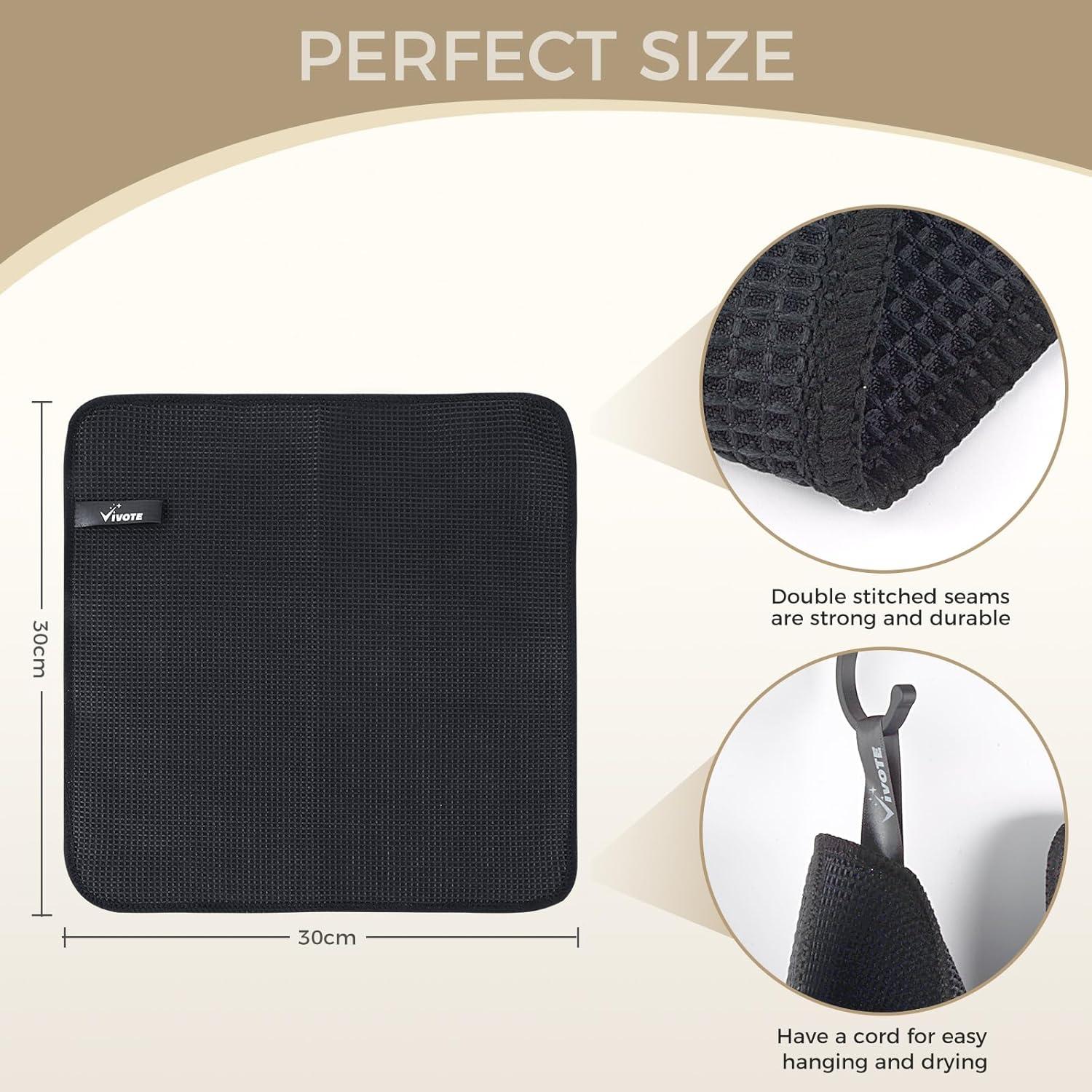 VIVOTE Mikrofasertücher Barista Tuch Schwarz 30x30cm 6er Pack