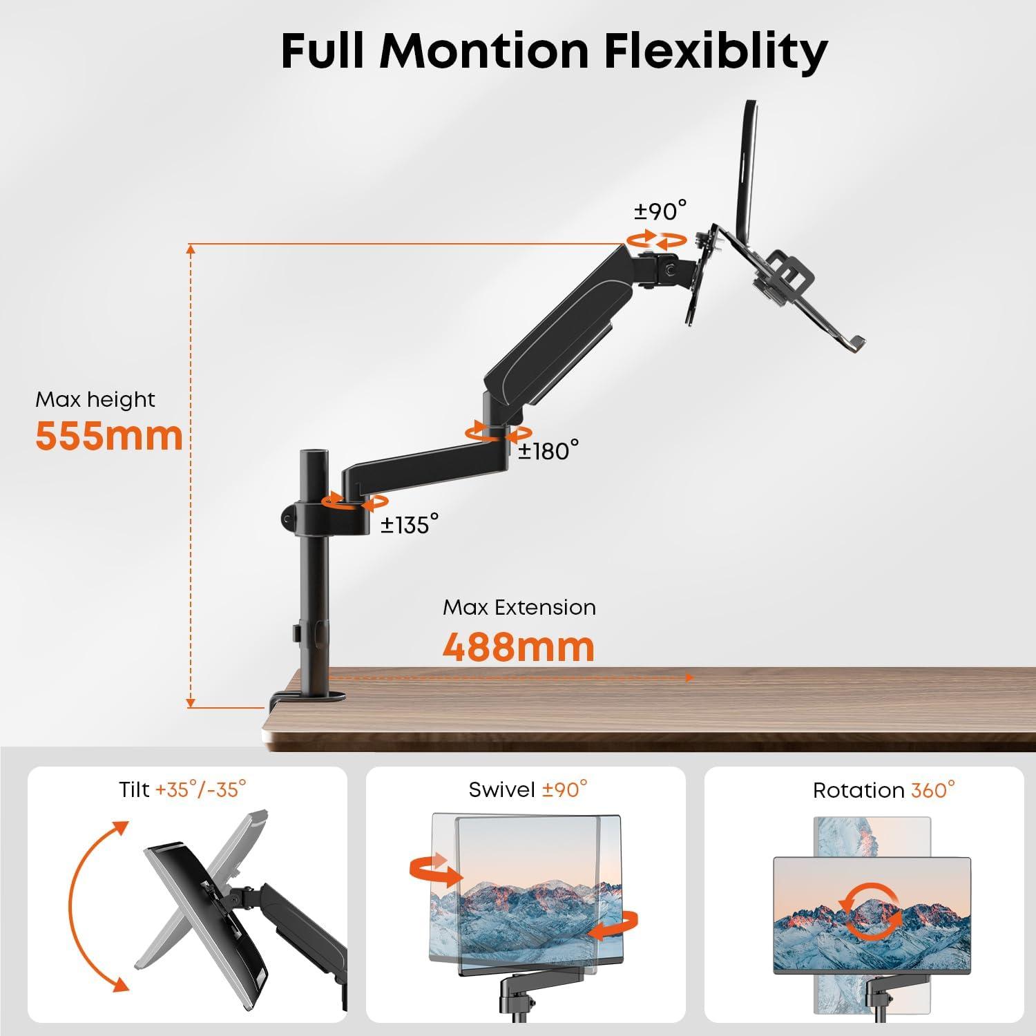 PUTORSEN Monitor Arm Laptop Halterung 17-32 Zoll Bildschirm 17 Zoll Notebook