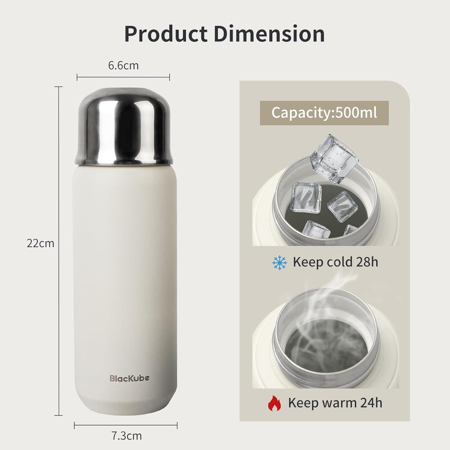 Edelstahl Trinkflasche 520ml Auslaufsicher Thermoskanne mit