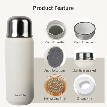 Blackube 520ml Edelstahl Trinkflasche Thermoskanne mit Trinkbecher