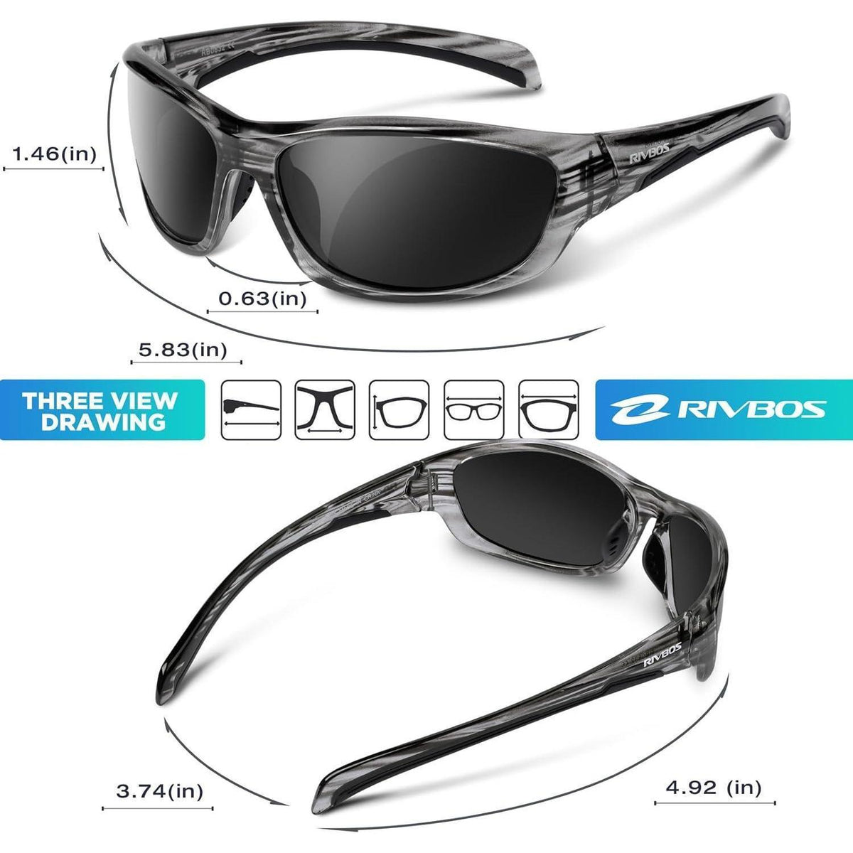 Sportbrille polarisiert UV400 TR90 ultraleicht Herren Damen
