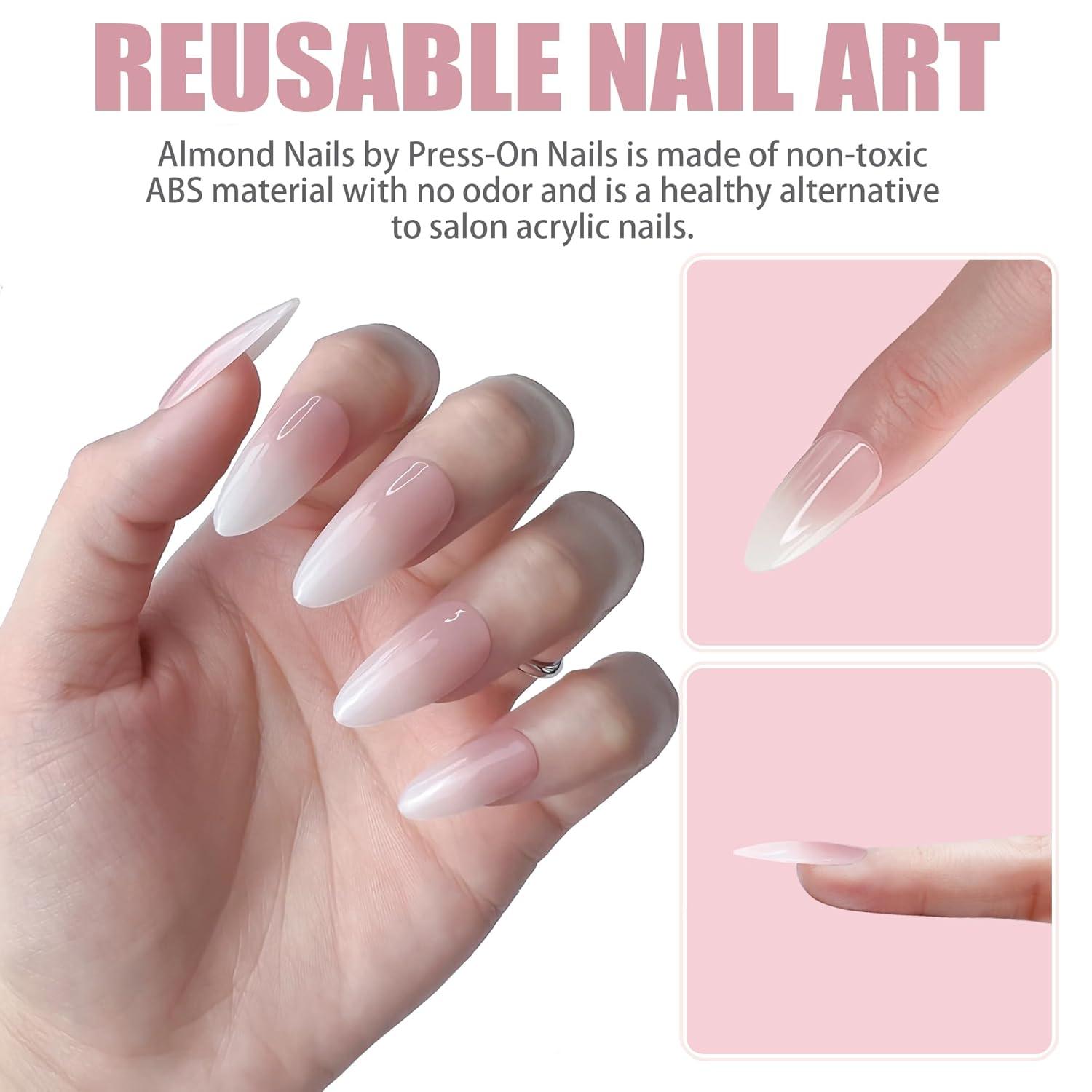 24x Gradient Oval Nägel Künstliche Nägel Weiß Gel Kurz Press on Nails