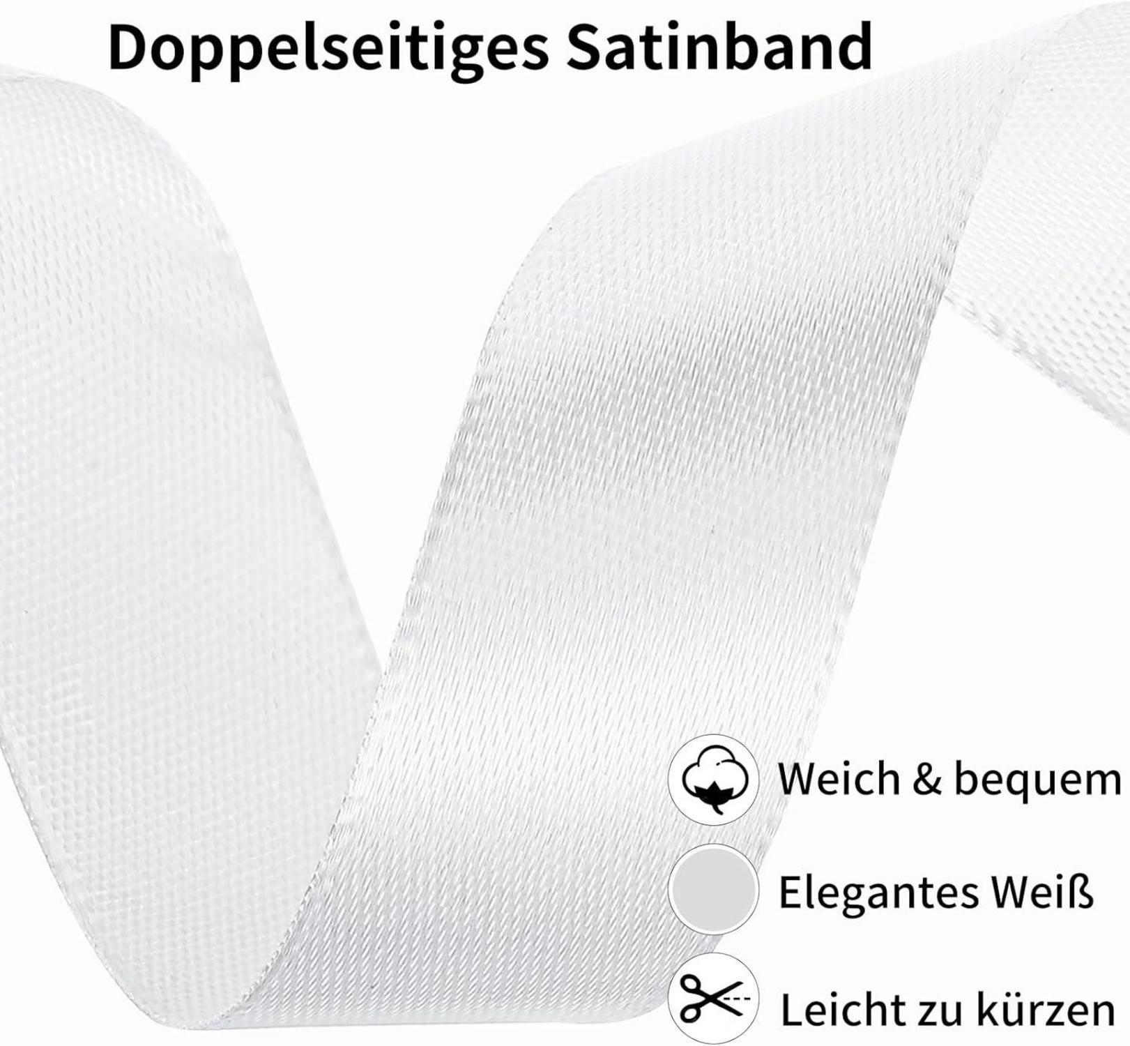 50m Weißes Satinband 20mm - Geschenkband für Hochzeit Taufe.decor