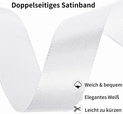 50m Weißes Satinband 20mm - Geschenkband für Hochzeit Taufe.decor