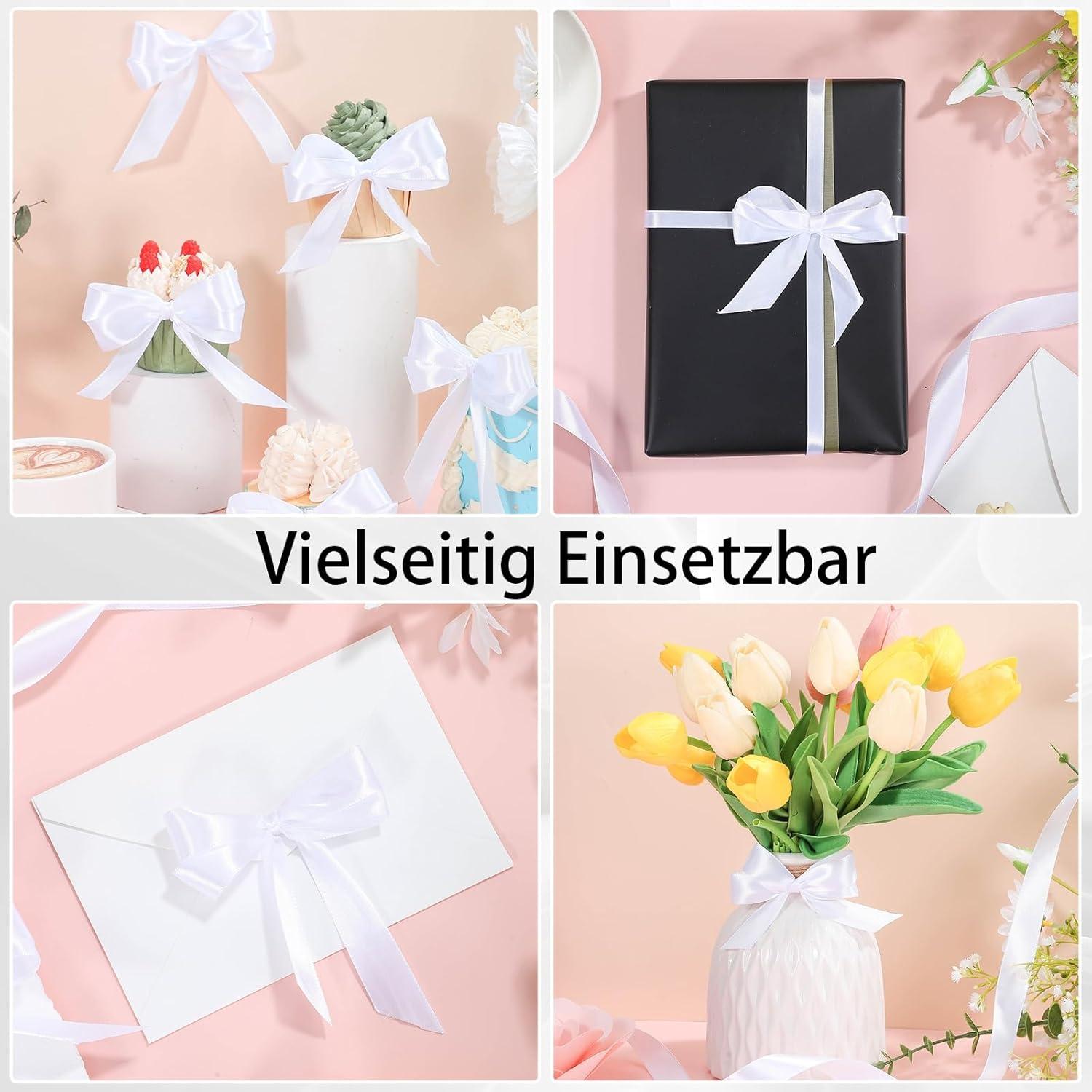 50m Weißes Satinband 20mm Geschenkband Dekoband Stoffband - Hochzeit Geburtstag Taufe