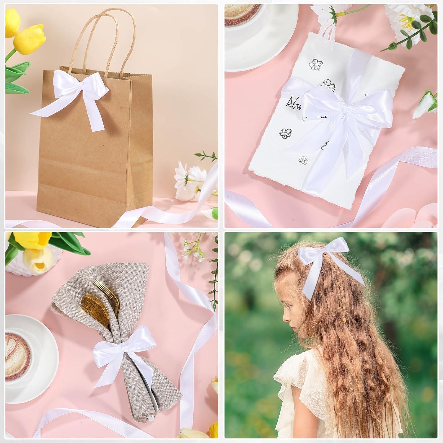 50m Satinband Weiß 20mm Dekoband für Geschenkverpackung Hochzeit Taufe