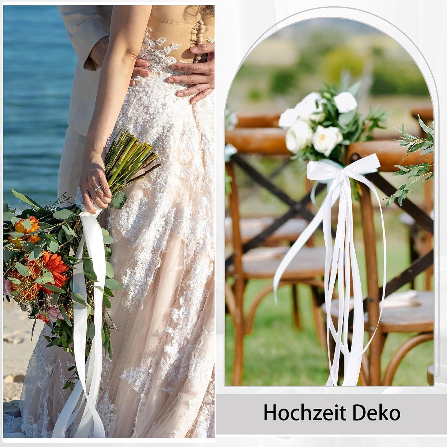 50m Schleifenband Weiß 20mm Satinband Geschenkband Dekoband Hochzeit