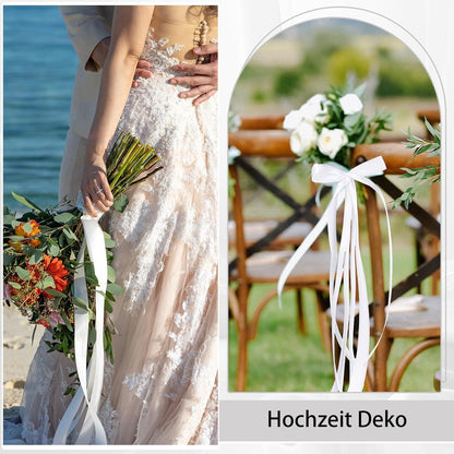 50m Schleifenband Weiß 20mm Satinband Geschenkband Dekoband Hochzeit