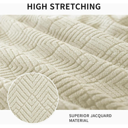 Stretch Stuhlhussen 2er Set – Beige Jacquardbezug