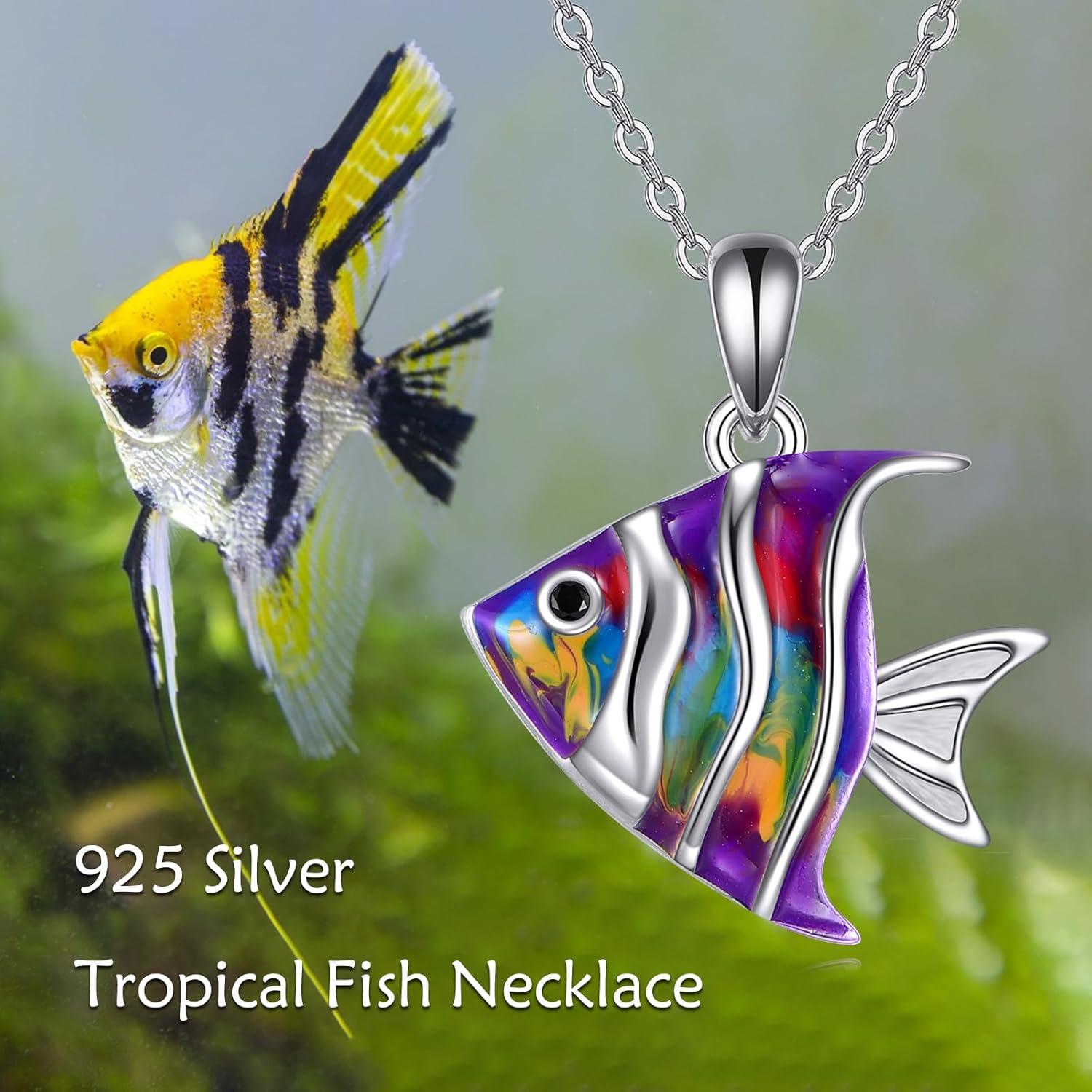 925 Sterling Silber Fisch Halskette Meeresbewohner Geschenk Frauen
