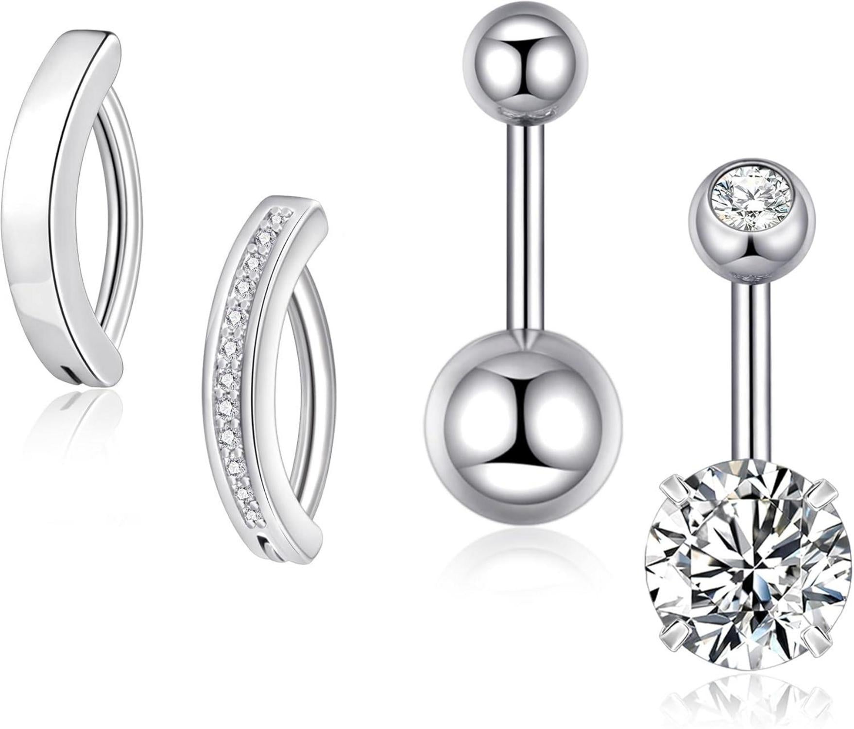 Bauchnabelpiercing Set 316L Chirurgenstahl 14G Zirkonia Herz Piercing