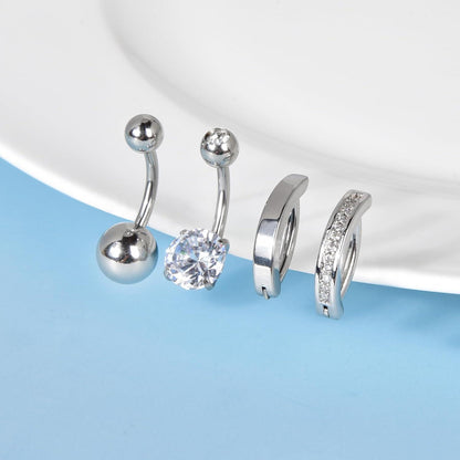 Bauchnabelpiercing Set 316L Chirurgenstahl 14G Zirkonia Herz 10mm