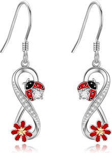 925 Sterling Silber Marienkäfer Ohrringe Unendlichkeit Geschenk