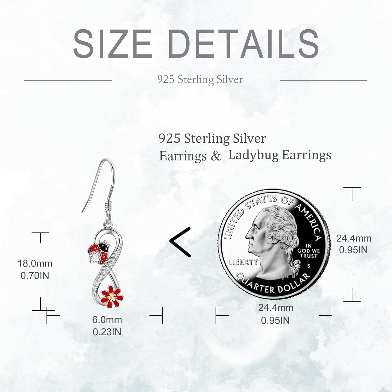 925 Sterling Silber Marienkäfer Unendlichkeit Ohrringe in