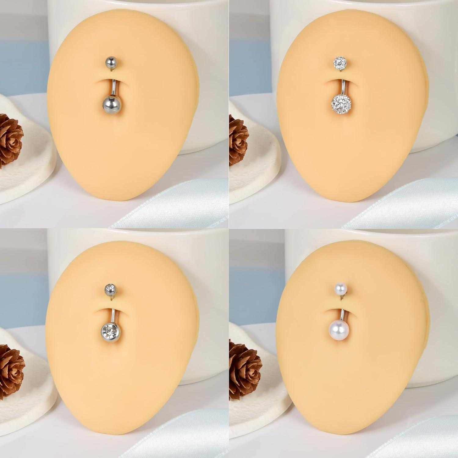 Bauchnabelpiercing Set 316L Chirurgenstahl Zirkonia Herz 14G 10mm