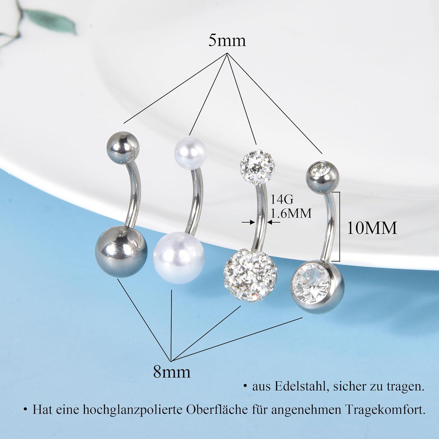 Bauchnabelpiercings Set 14G Chirurgenstahl Zirkonia Kristall Piercing