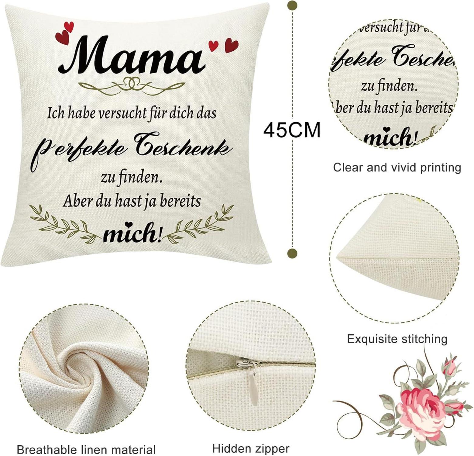 Sunia Mama Kissenbezug 45x45cm Weihnachtsgeschenk Deko