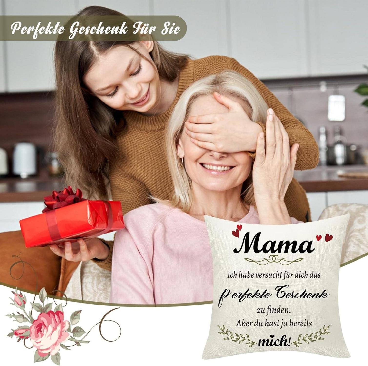 Sunia Mama Geschenk Weihnachten Kissenbezug 45x45cm Leinen
