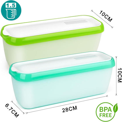 Eisbehälter 2 Stück 1.5 Liter Aufbewahrung Gefrierdosen mit