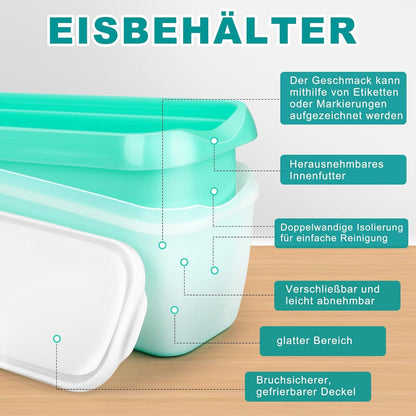 Eisbehälter für Speiseeis 2 Stück Aufbewahrung Gefrierdosen